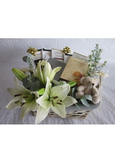 Bouquet de fleurs  - panier cadeau sans alcool