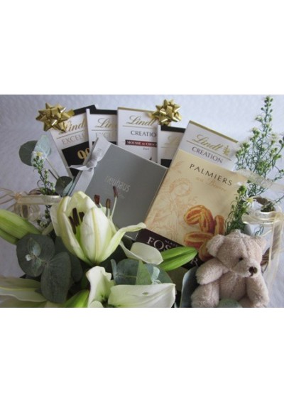 Bouquet de fleurs  - panier cadeau sans alcool