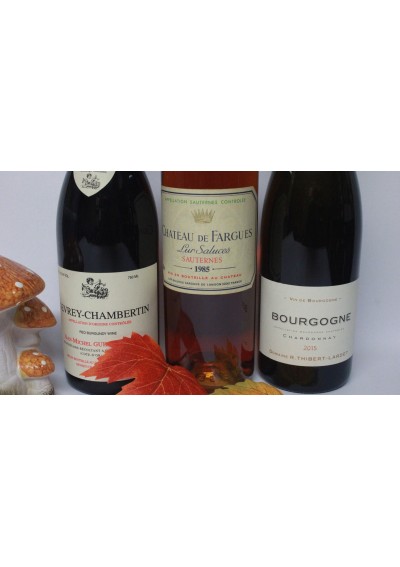 Gevrey Chambertin 2018 -Sauternes 1985 - Bourgogne blanc 2015